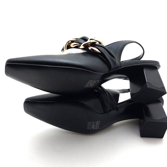 Braided Chain-Link Slingback Pumps - Black 6.5/7 US - Picture 6 of 13